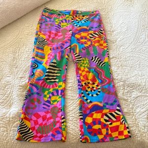 Nooworks Party Time Kick Flare Crop Pants Leggings Size Medium Cotton